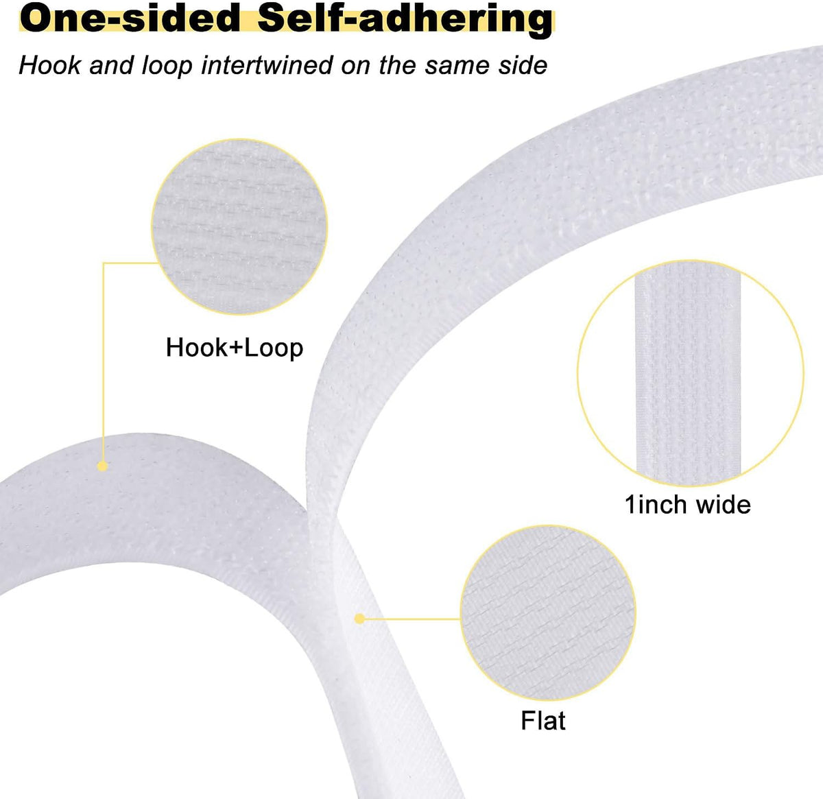 1"x32ft Hook and Loop Straps with 50 Metal Buckles, Adjustable Fastening Cable Straps, Cut-to-Length Cinch Strap, Reusable Nylon Securing Cord Ties for Organizer or Storage, 1 inch Wide, Black