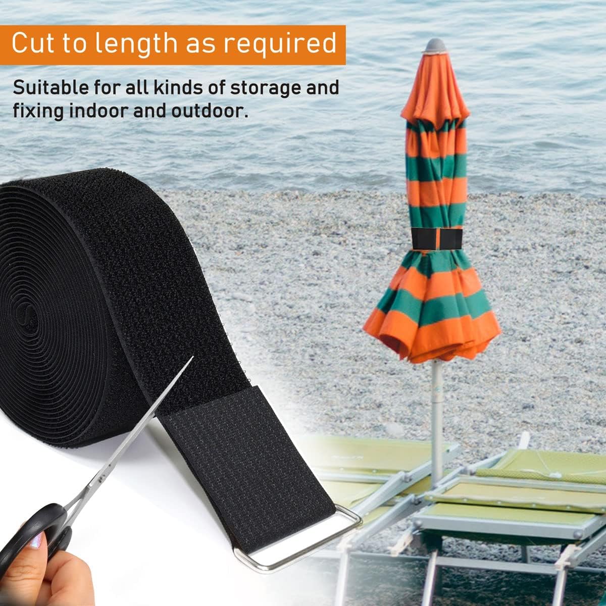 1"x32ft Hook and Loop Straps with 50 Metal Buckles, Adjustable Fastening Cable Straps, Cut-to-Length Cinch Strap, Reusable Nylon Securing Cord Ties for Organizer or Storage, 1 inch Wide, Black