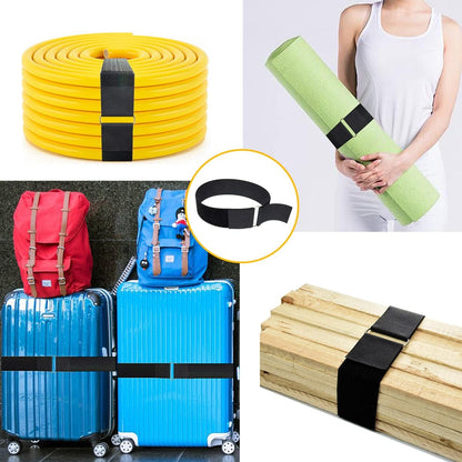 1"x32ft Hook and Loop Straps with 50 Metal Buckles, Adjustable Fastening Cable Straps, Cut-to-Length Cinch Strap, Reusable Nylon Securing Cord Ties for Organizer or Storage, 1 inch Wide, Black