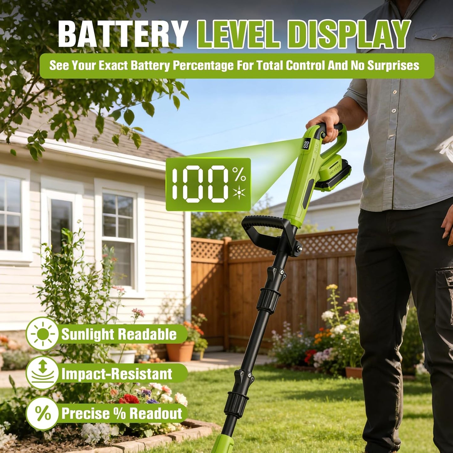 20V Cordless Tiller Cultivator, 360 RPM Electric Garden Tiller
