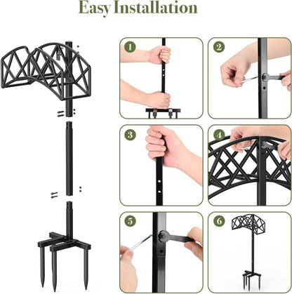 Garden Hose Holder Detachable Heavy Duty Metal Water Hose Hanger, Freestanding Hose Storage Stand Rack for Outside (Black)