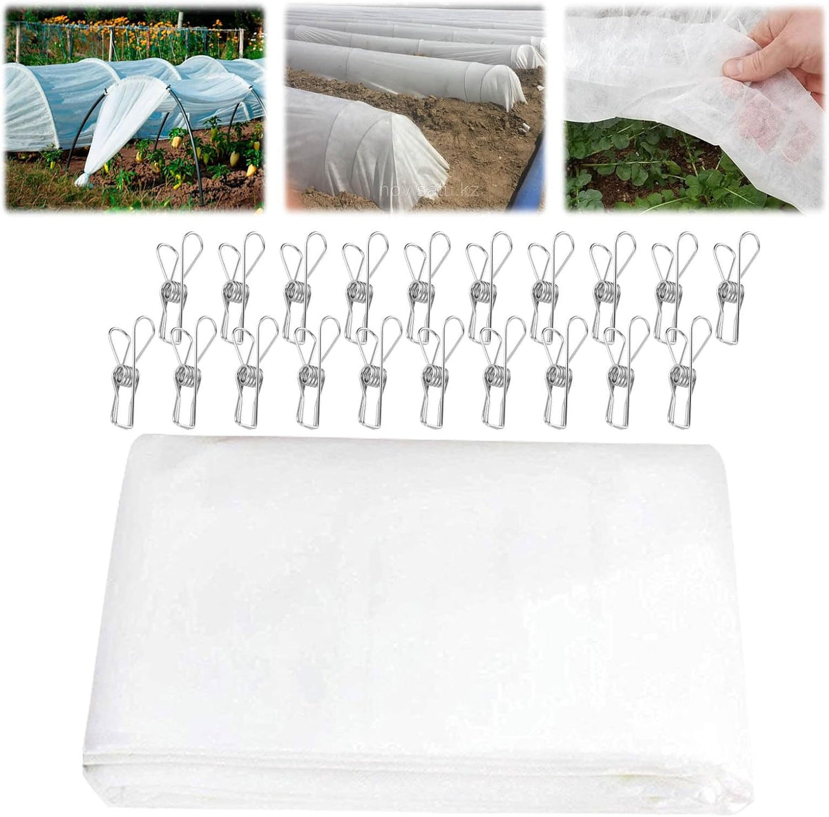 Plant Covers Freeze Protection with 20 Stainless Steel Clips, 10 x 29.5Ft Frost Cloth Plant Blankets Floating Row Cover for Outdoor Plants Raised Bed Greenhouse