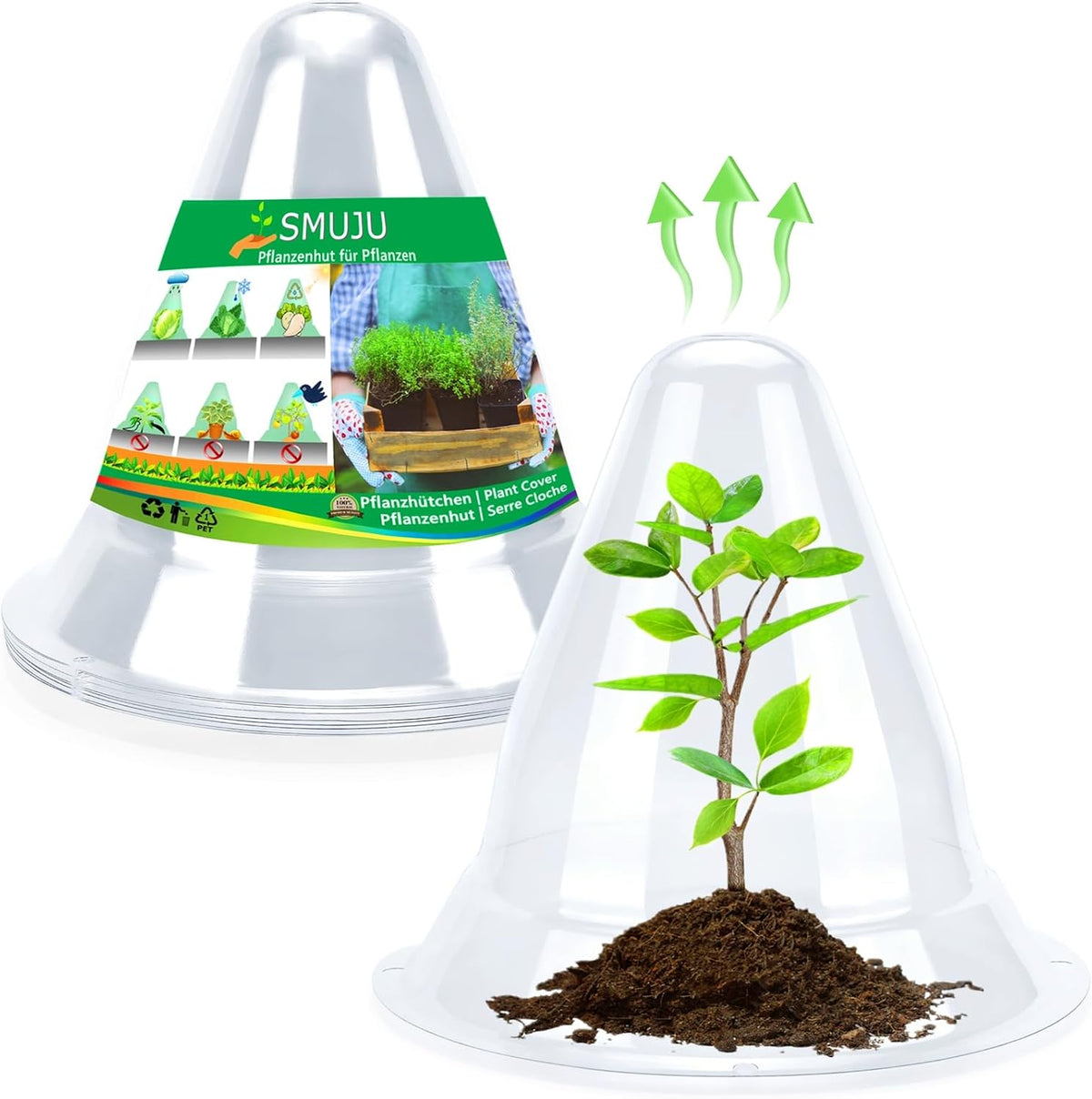 【36 Pieces】 Garden Cloches for Plants, Plant Cover Plant Protectors Transparent Bell Jar Cloche Protection Plants from Birds, Animals, Frost, Freeze Weather,7.8" D x 9.4" H, Transparent