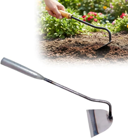 All-Steel Hardened Hollow Hoe, Hand-Forged Garden Weeding Tool, Portable Household Hoe for Loosening Soil, Digging & Planting Vegetables, Durable Farm & Home Gardening Rake (Silvery)