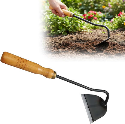 All-Steel Hardened Hollow Hoe, Hand-Forged Garden Weeding Tool, Portable Household Hoe for Loosening Soil, Digging & Planting Vegetables, Durable Farm & Home Gardening Rake (Silvery)