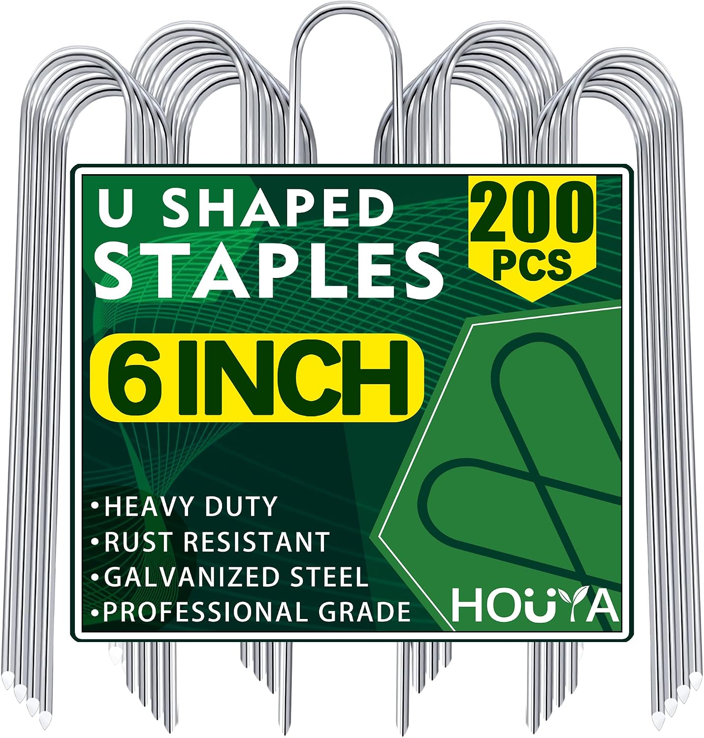 100 Pack Garden Stakes 4 Inch U-Shaped Drip Irrigation Stakes Galvanized Landscape Staples Garden Pins Yard Lawn Ground Stakes for Soaker Hose Drip Line Tubing Landscape Fabric Weed Barrier