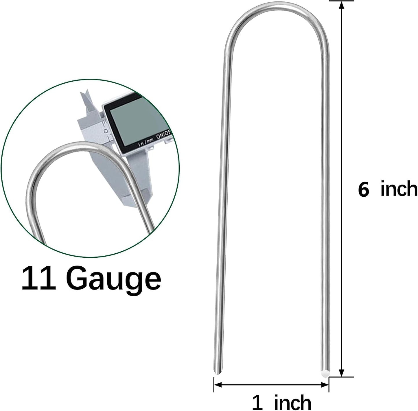 100 Pack Garden Stakes 4 Inch U-Shaped Drip Irrigation Stakes Galvanized Landscape Staples Garden Pins Yard Lawn Ground Stakes for Soaker Hose Drip Line Tubing Landscape Fabric Weed Barrier