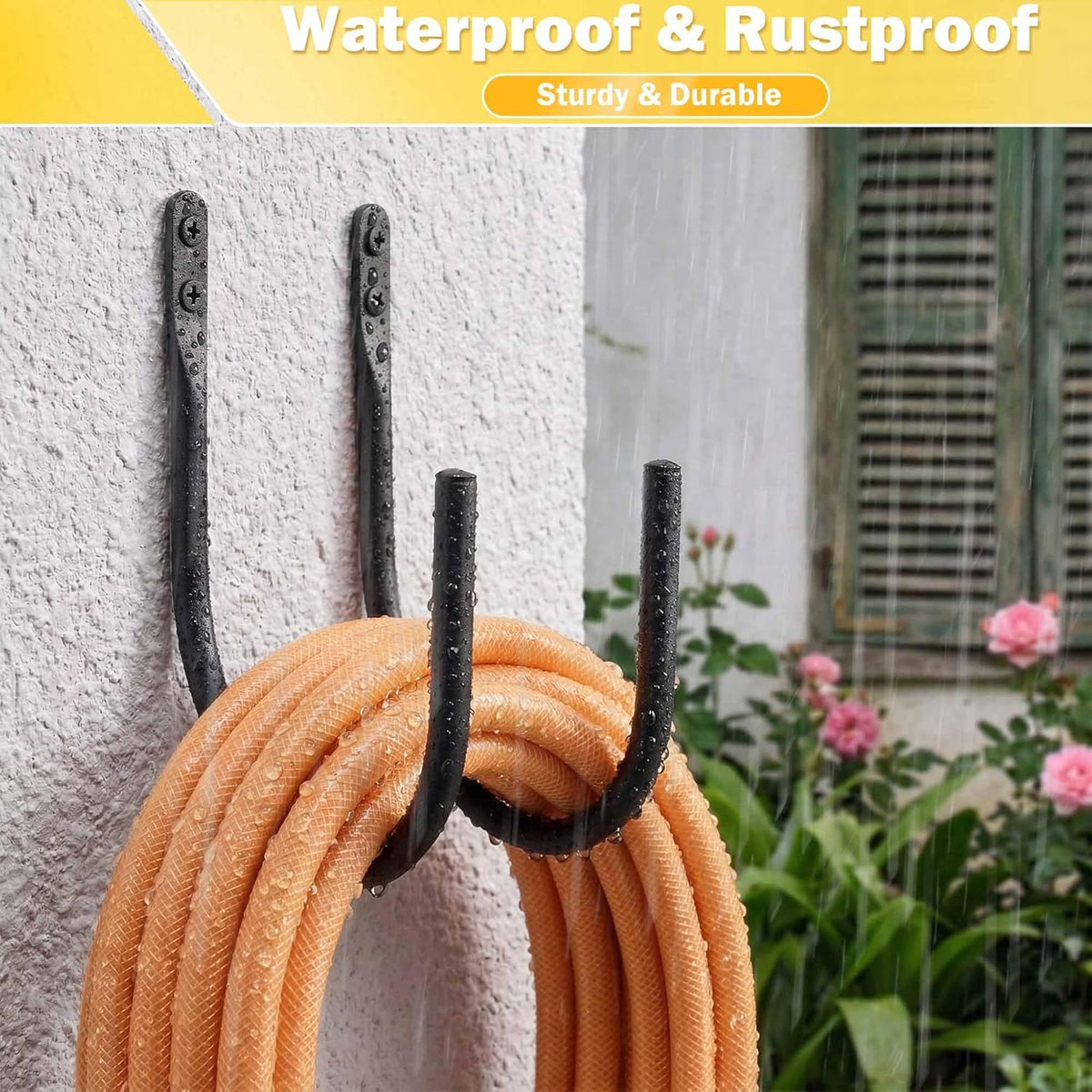 4 Pack Garden Hose Holder - Heavy Duty Metal Water Hose Hanger