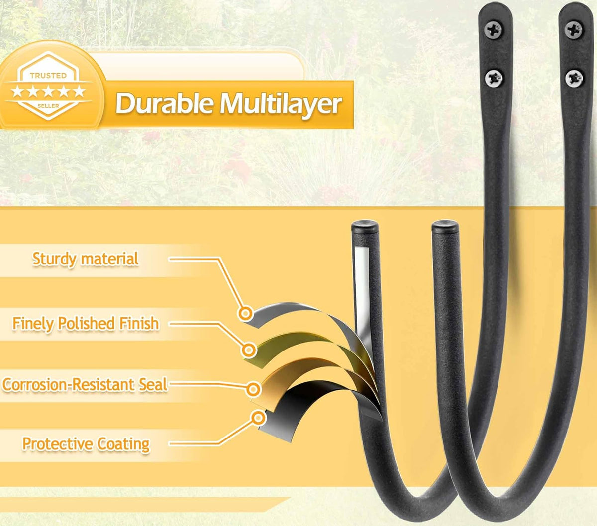 4 Pack Garden Hose Holder - Heavy Duty Metal Water Hose Hanger