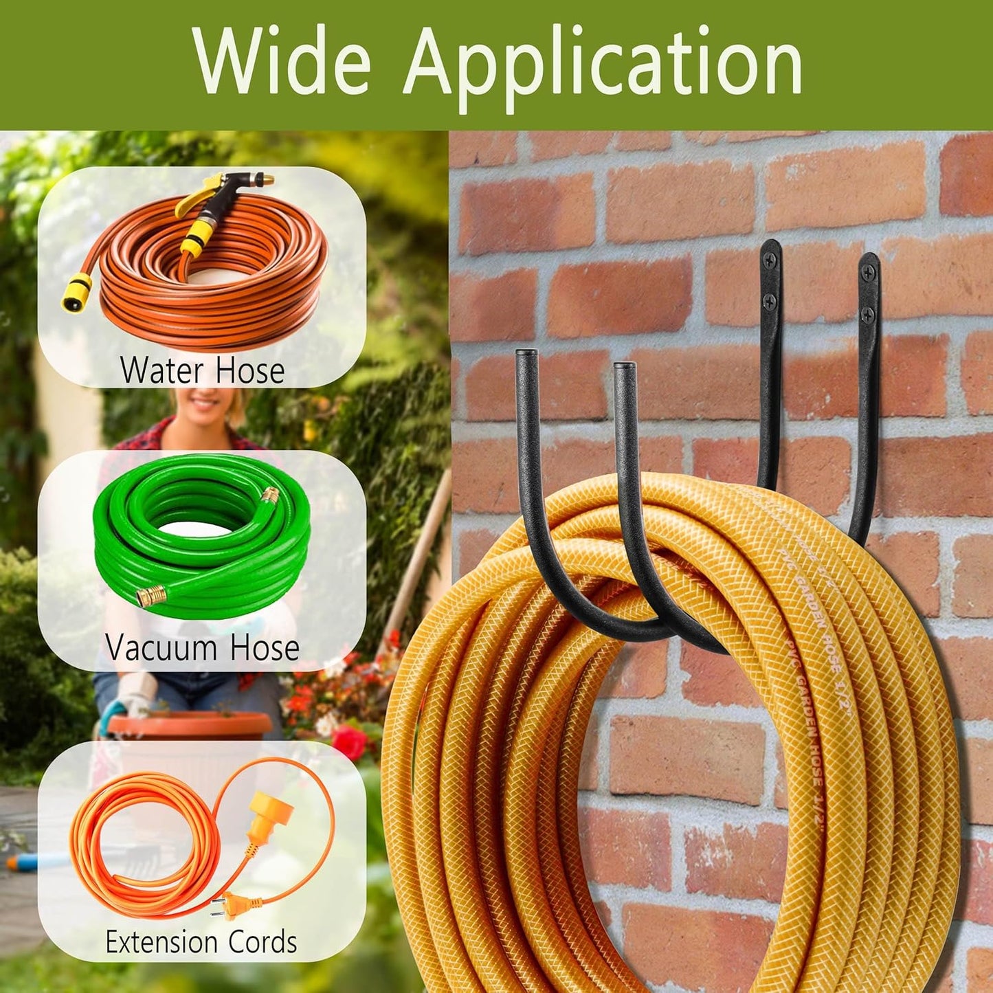 4 Pack Garden Hose Holder - Heavy Duty Metal Water Hose Hanger