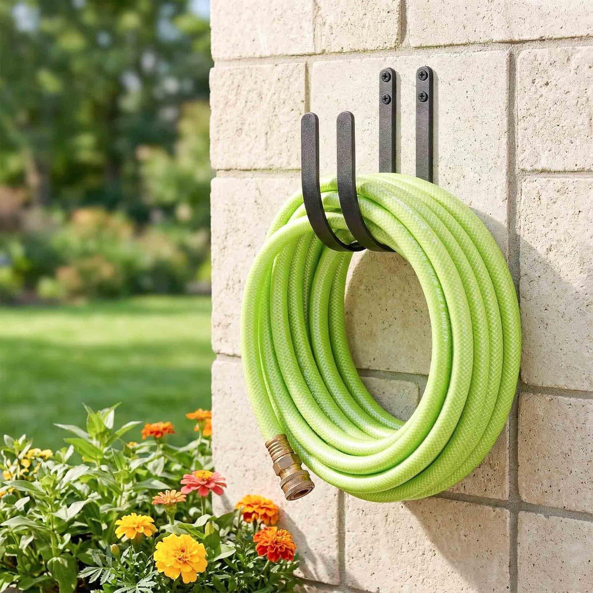 4 Pack Garden Hose Holder - Heavy Duty Metal Water Hose Hanger
