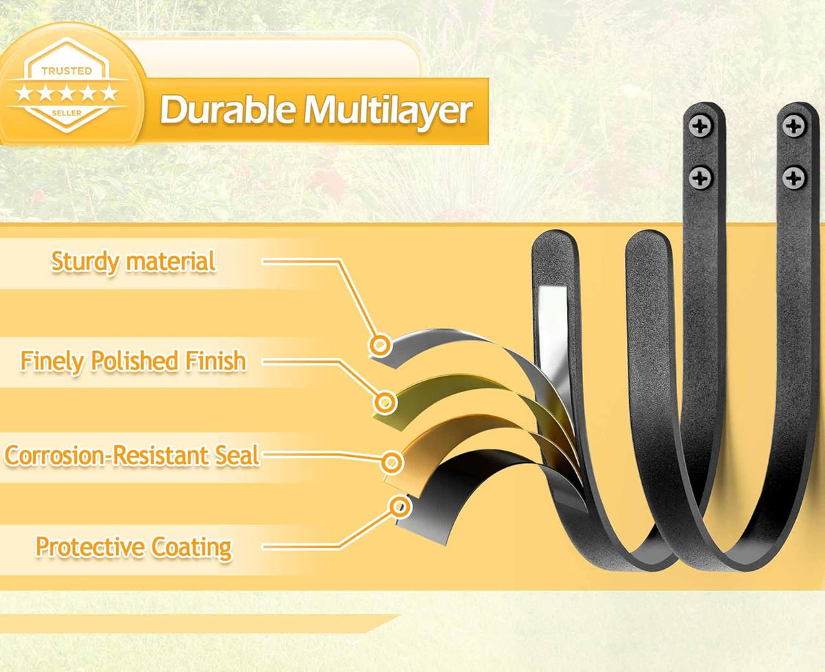 4 Pack Garden Hose Holder - Heavy Duty Metal Water Hose Hanger