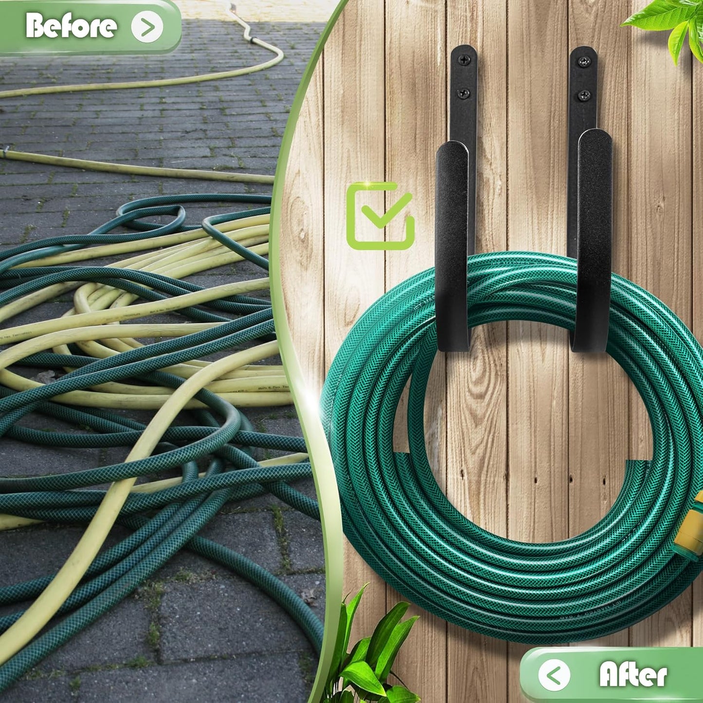 4 Pack Garden Hose Holder - Heavy Duty Metal Water Hose Hanger