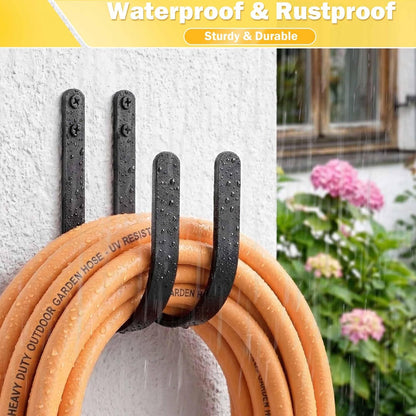 4 Pack Garden Hose Holder - Heavy Duty Metal Water Hose Hanger