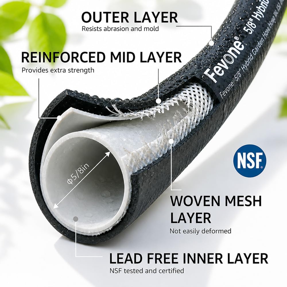 Heavy Duty Garden Hose 3 ft, Leader Hose For Hose Reel