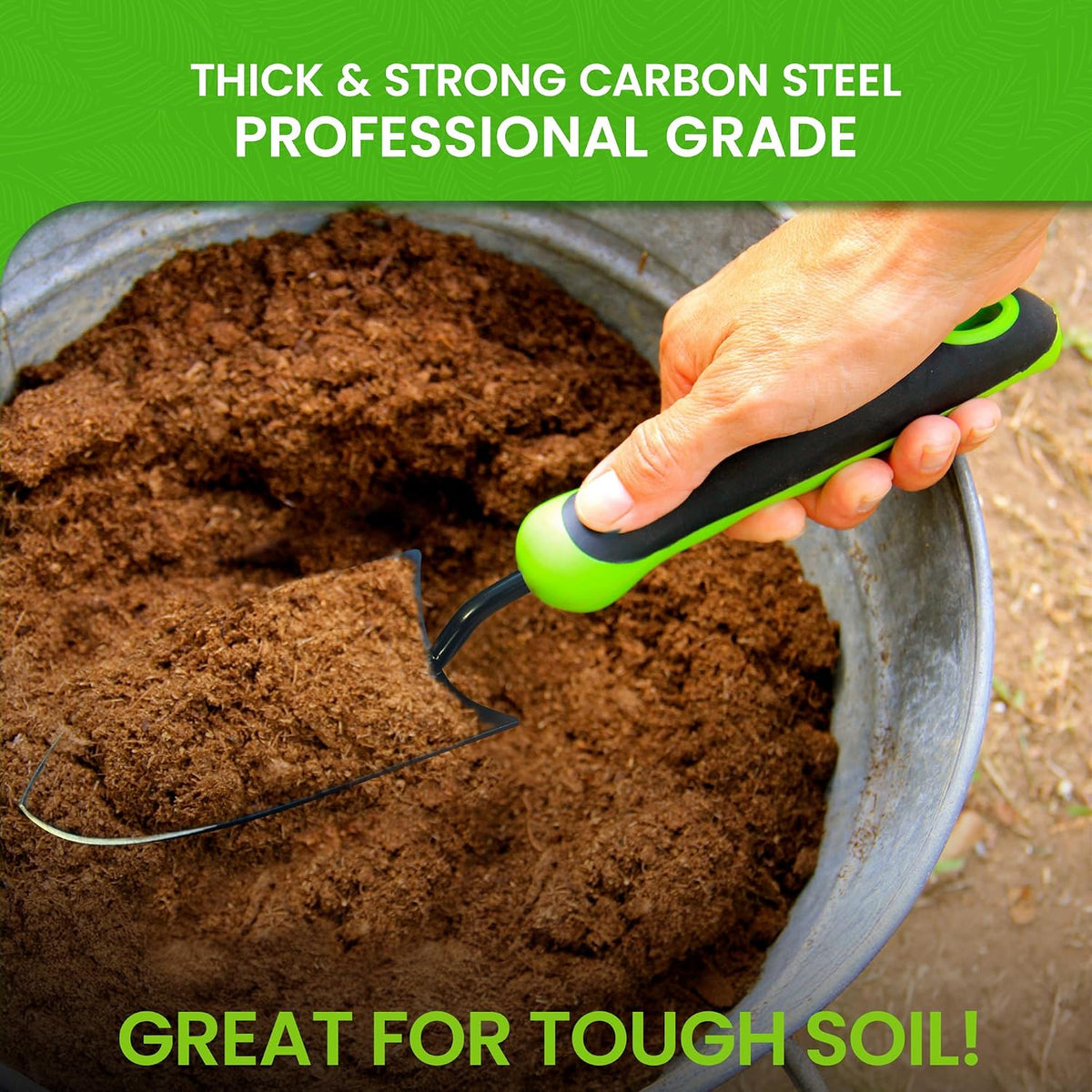 Heavy Duty Garden Trowel Hand Shovel for Gardening – Strong Carbon Steel Hand Trowel with Ergonomic Non-Slip Handle – Perfect for Digging, Planting, Transplanting, and Cutting Roots