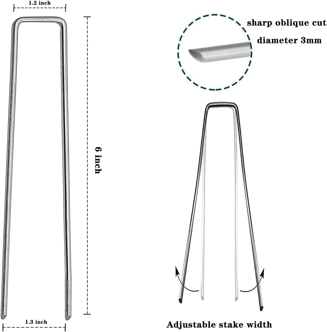 100 Pcs 6 inch Garden Landscape Staples Galvanized Pins Lawn Stakes for Weed Barrier Ground Cover,U-Type Heavy Duty (100 Pcs x 6")