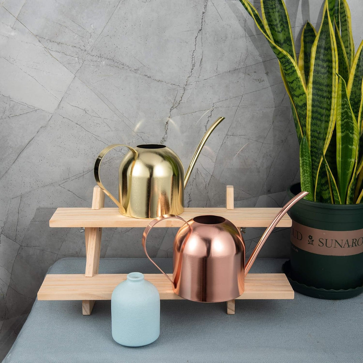 30oz Indoor Plant Watering Can Stainless Steel Long Spout, Rose Gold