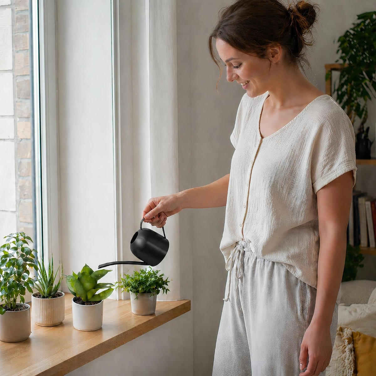 30oz Indoor Plant Watering Can Stainless Steel Long Spout, Rose Gold