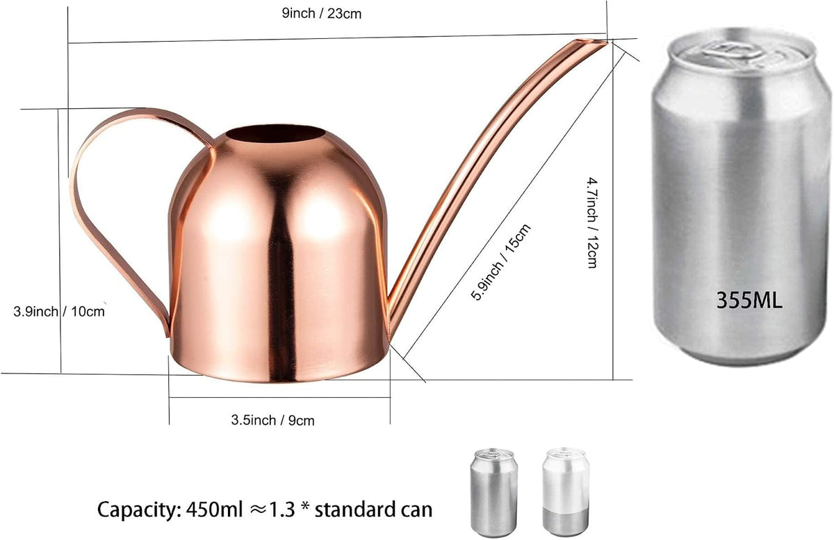 30oz Indoor Plant Watering Can Stainless Steel Long Spout, Rose Gold