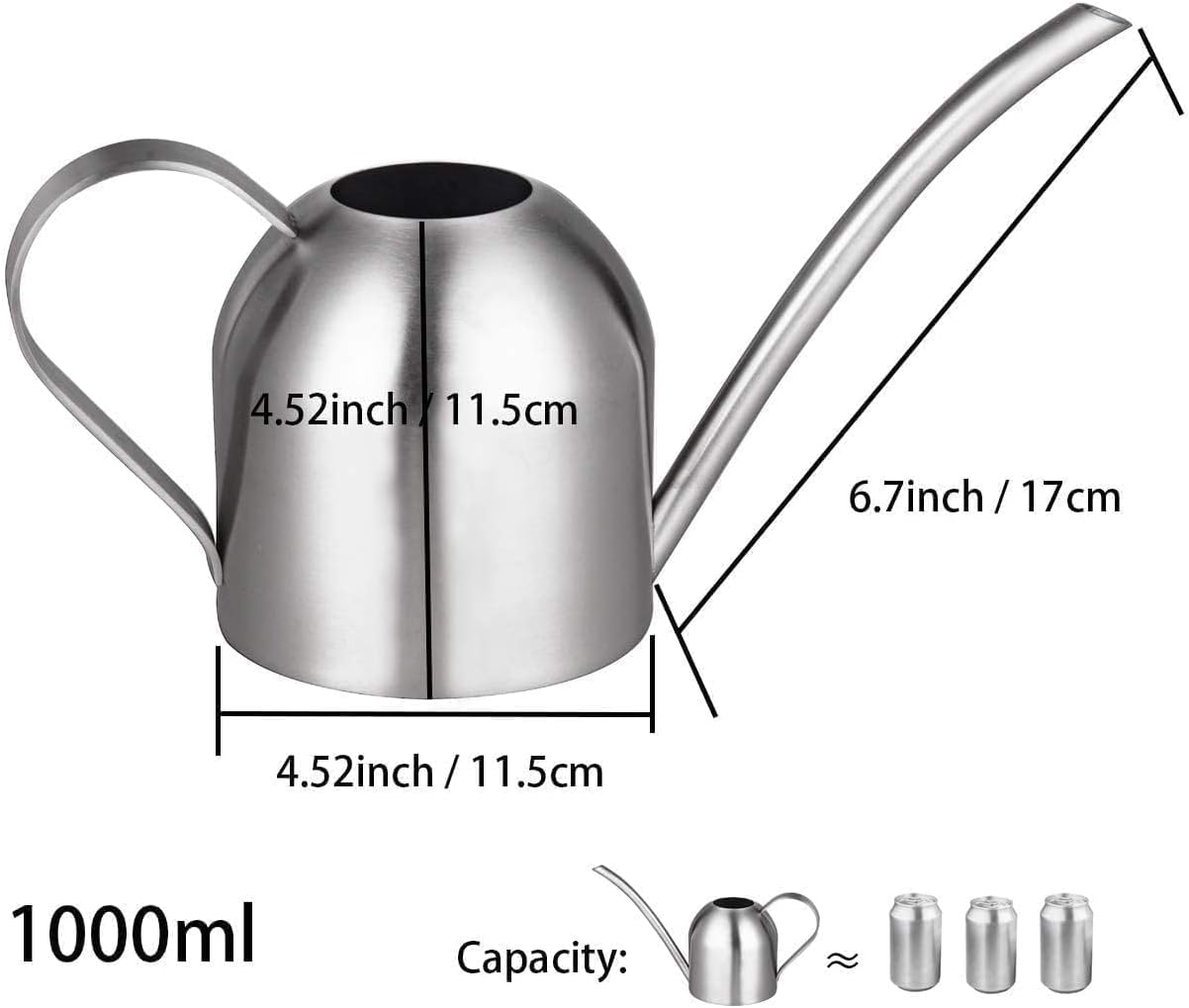 30oz Indoor Plant Watering Can Stainless Steel Long Spout, Rose Gold