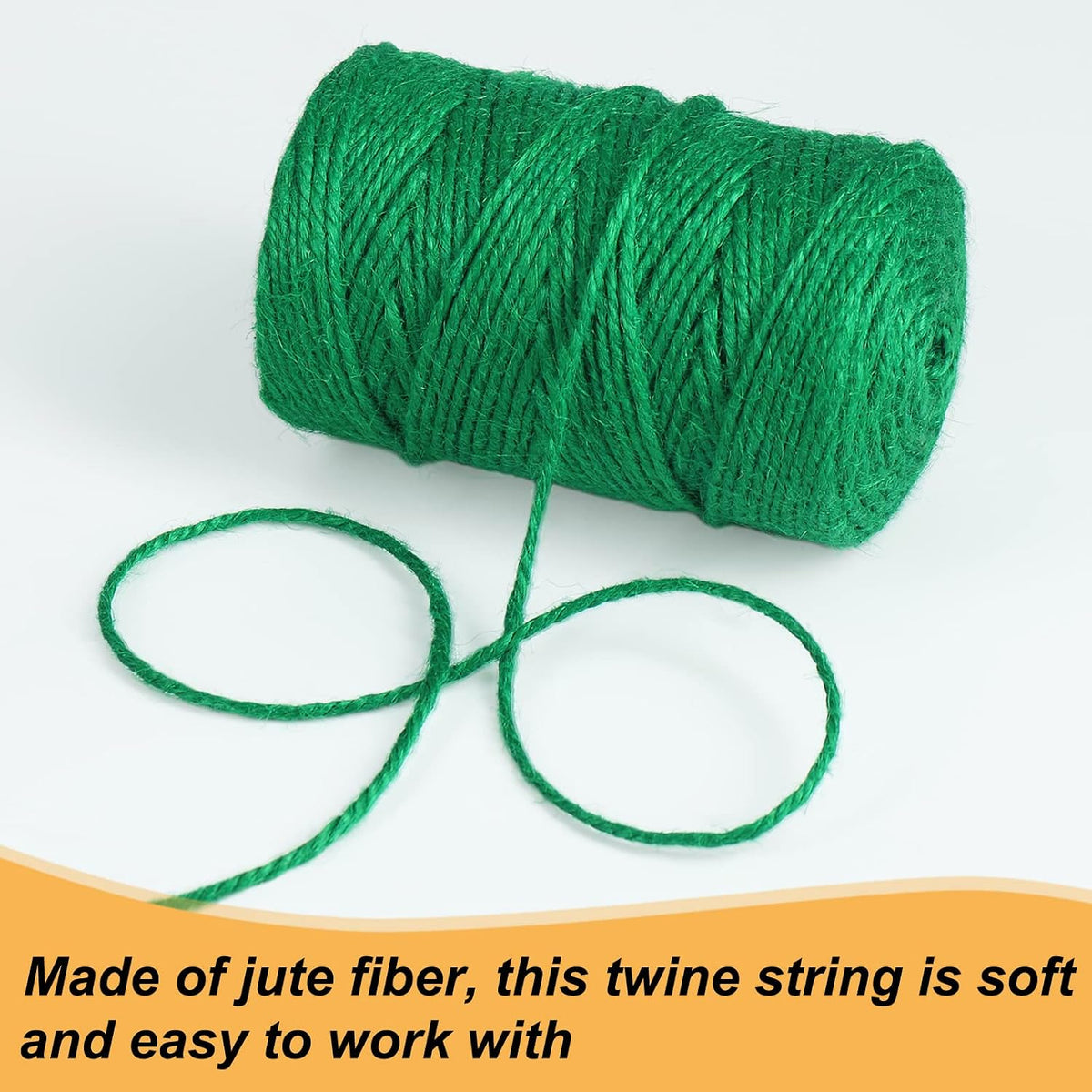 328ft 3mm Jute Garden Twine Green Heavy Duty for Plants
