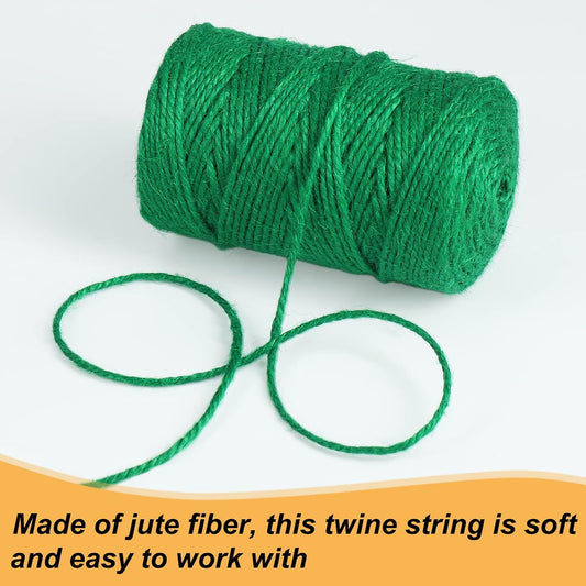 328ft 3mm Jute Garden Twine Green Heavy Duty for Plants