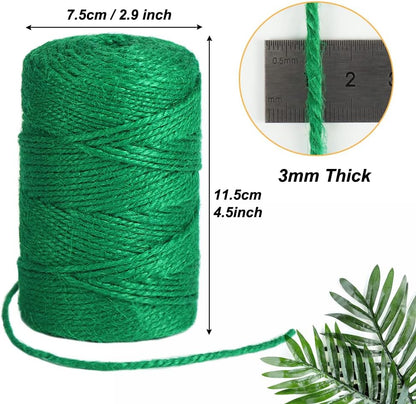 328ft 3mm Jute Garden Twine Green Heavy Duty for Plants