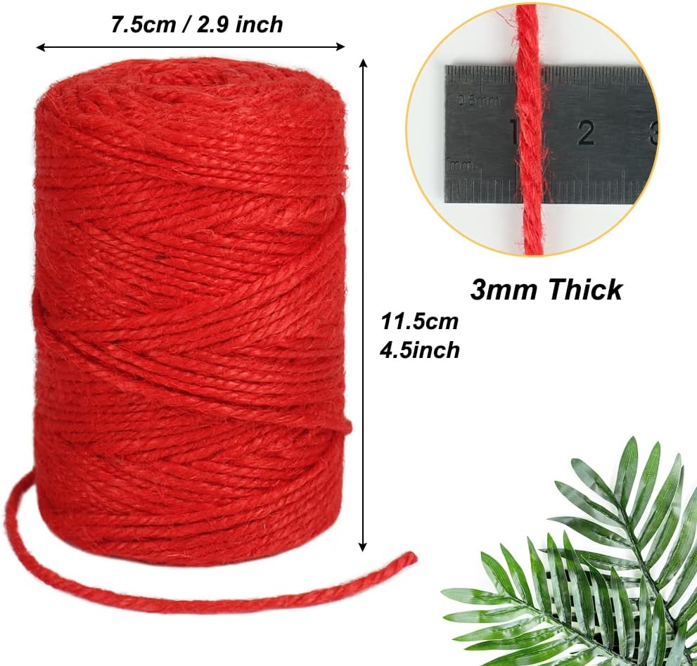 328ft 3mm Jute Garden Twine Green Heavy Duty for Plants