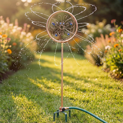 1 Pack 41.4" H Garden Sprinklers Stainless Steel Ornamental Sprinkler 360 Degrees Motion Activated Decorative Sprinkler for Water Feature, Garden Art, and Lawn Art (Butterfly Style,Purple)