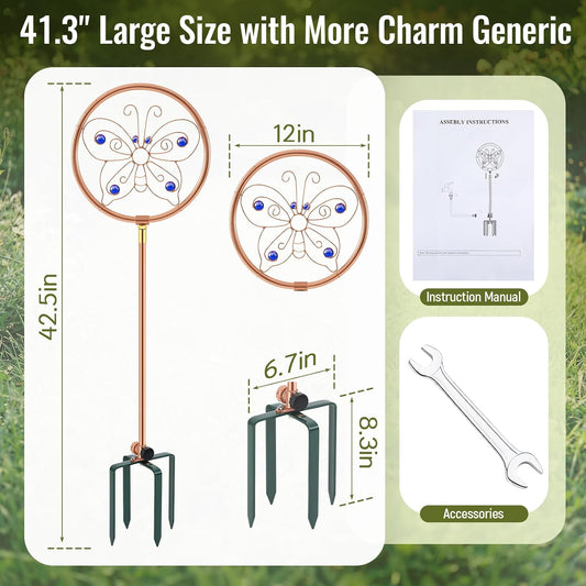 1 Pack 41.4" H Garden Sprinklers Stainless Steel Ornamental Sprinkler 360 Degrees Motion Activated Decorative Sprinkler for Water Feature, Garden Art, and Lawn Art (Butterfly Style,Purple)