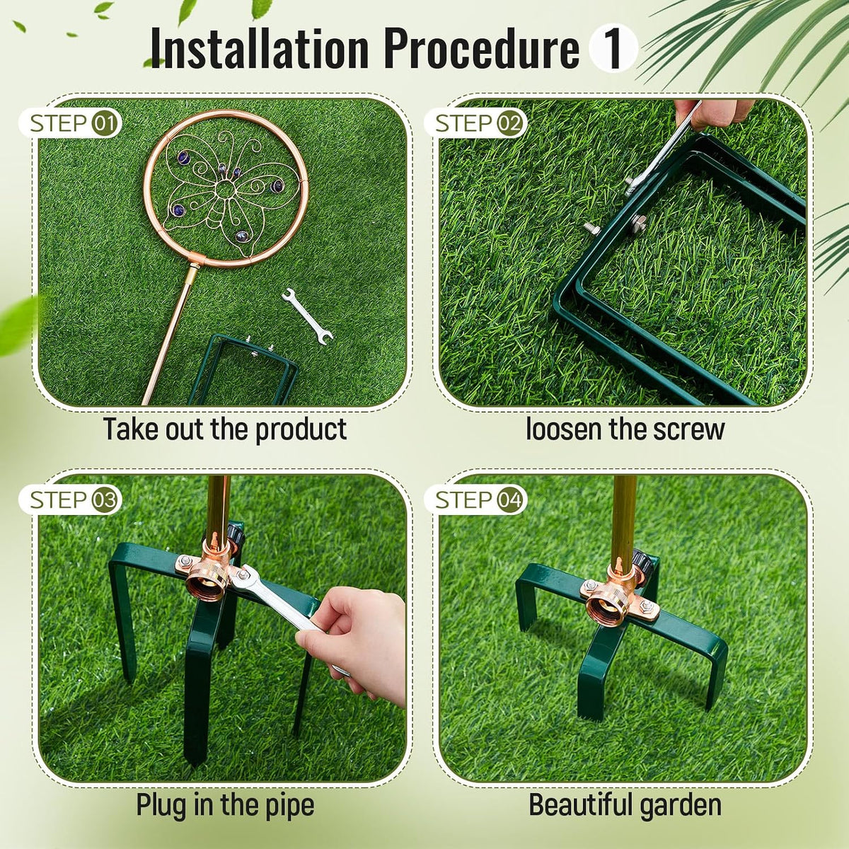 1 Pack 41.4" H Garden Sprinklers Stainless Steel Ornamental Sprinkler 360 Degrees Motion Activated Decorative Sprinkler for Water Feature, Garden Art, and Lawn Art (Butterfly Style,Purple)