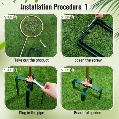 1 Pack 41.4" H Garden Sprinklers Stainless Steel Ornamental Sprinkler 360 Degrees Motion Activated Decorative Sprinkler for Water Feature, Garden Art, and Lawn Art (Butterfly Style,Purple)