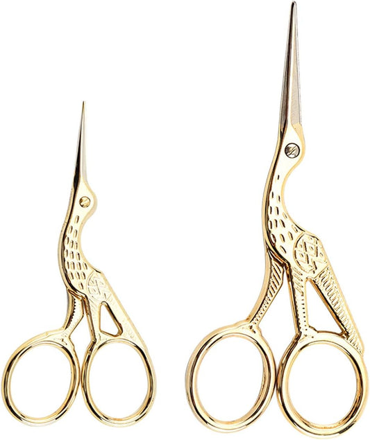 2PCS Vintage Stork Shape Sewing Scissors Stainless Steel Scissors