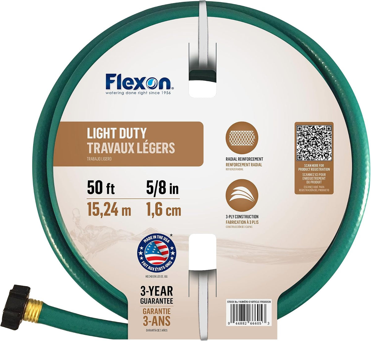 1/2" x 75ft Light Duty Garden Hose – Lightweight, Flexible, Kink-Resistant, Durable Vinyl, Leak-Proof Couplings, Weather-Resistant Water Hose for Lawn, Garden, and Outdoor Use