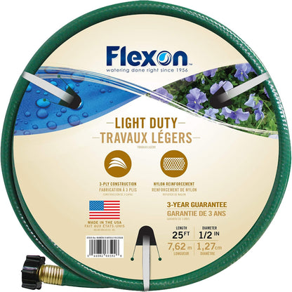 1/2" x 75ft Light Duty Garden Hose – Lightweight, Flexible, Kink-Resistant, Durable Vinyl, Leak-Proof Couplings, Weather-Resistant Water Hose for Lawn, Garden, and Outdoor Use