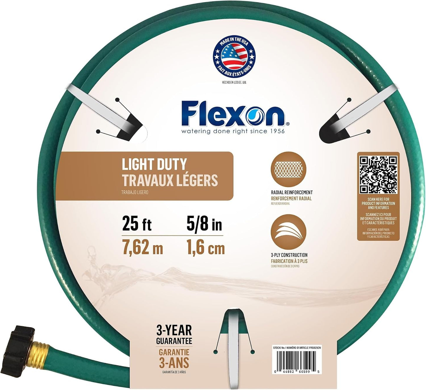 1/2" x 75ft Light Duty Garden Hose – Lightweight, Flexible, Kink-Resistant, Durable Vinyl, Leak-Proof Couplings, Weather-Resistant Water Hose for Lawn, Garden, and Outdoor Use