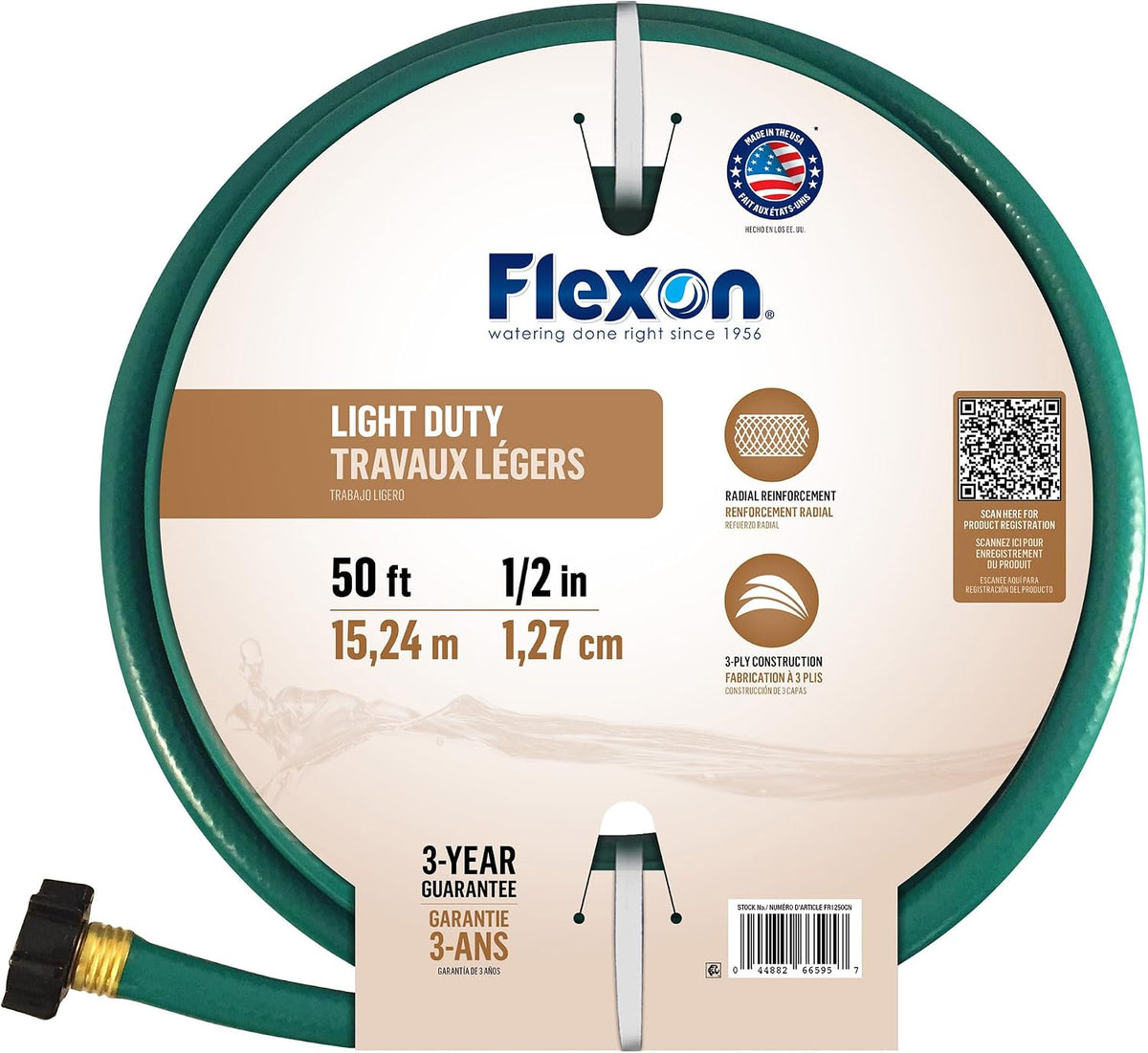 1/2" x 75ft Light Duty Garden Hose – Lightweight, Flexible, Kink-Resistant, Durable Vinyl, Leak-Proof Couplings, Weather-Resistant Water Hose for Lawn, Garden, and Outdoor Use