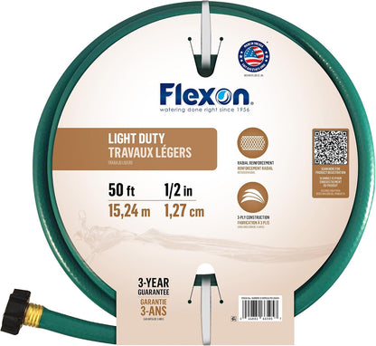 1/2" x 75ft Light Duty Garden Hose – Lightweight, Flexible, Kink-Resistant, Durable Vinyl, Leak-Proof Couplings, Weather-Resistant Water Hose for Lawn, Garden, and Outdoor Use