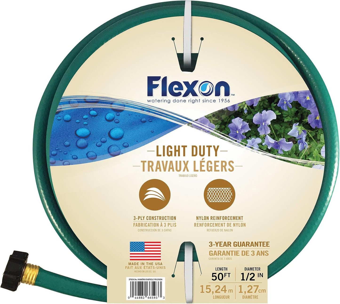 1/2" x 75ft Light Duty Garden Hose – Lightweight, Flexible, Kink-Resistant, Durable Vinyl, Leak-Proof Couplings, Weather-Resistant Water Hose for Lawn, Garden, and Outdoor Use