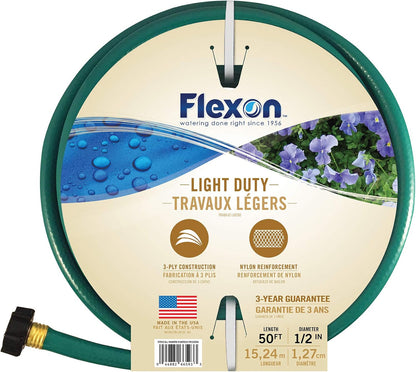 1/2" x 75ft Light Duty Garden Hose – Lightweight, Flexible, Kink-Resistant, Durable Vinyl, Leak-Proof Couplings, Weather-Resistant Water Hose for Lawn, Garden, and Outdoor Use