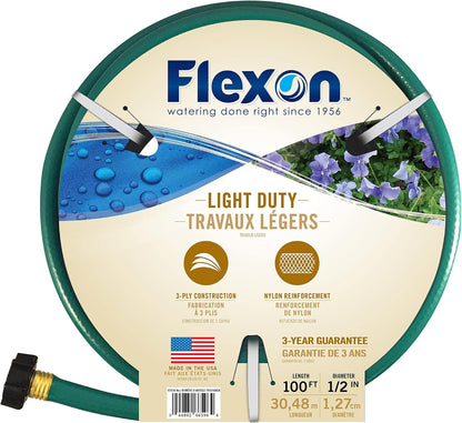 1/2" x 75ft Light Duty Garden Hose – Lightweight, Flexible, Kink-Resistant, Durable Vinyl, Leak-Proof Couplings, Weather-Resistant Water Hose for Lawn, Garden, and Outdoor Use