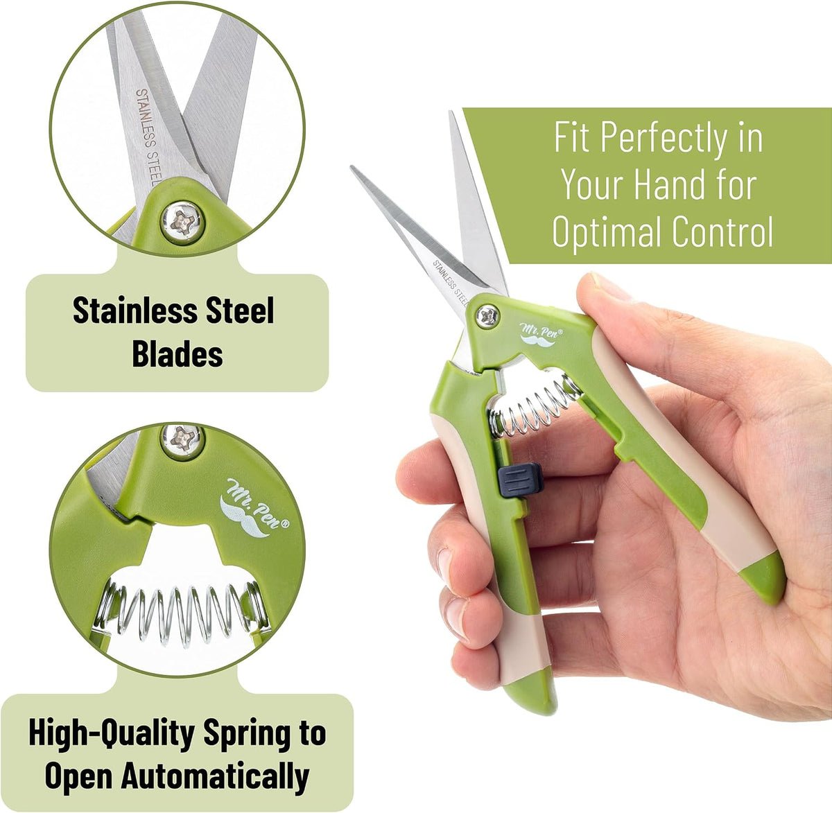 Gardening Scissors, 6.5 Inch, Green