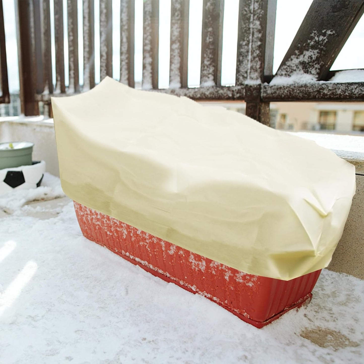 2Pcs Winter Plant Covers Freeze Protection, Rectangular Planter Box Plant Covers for Winter, Frost Blankets for Outdoor Plants with Drawstring, Garden Plant Frost Protection Covers (39×16×18 Inch)