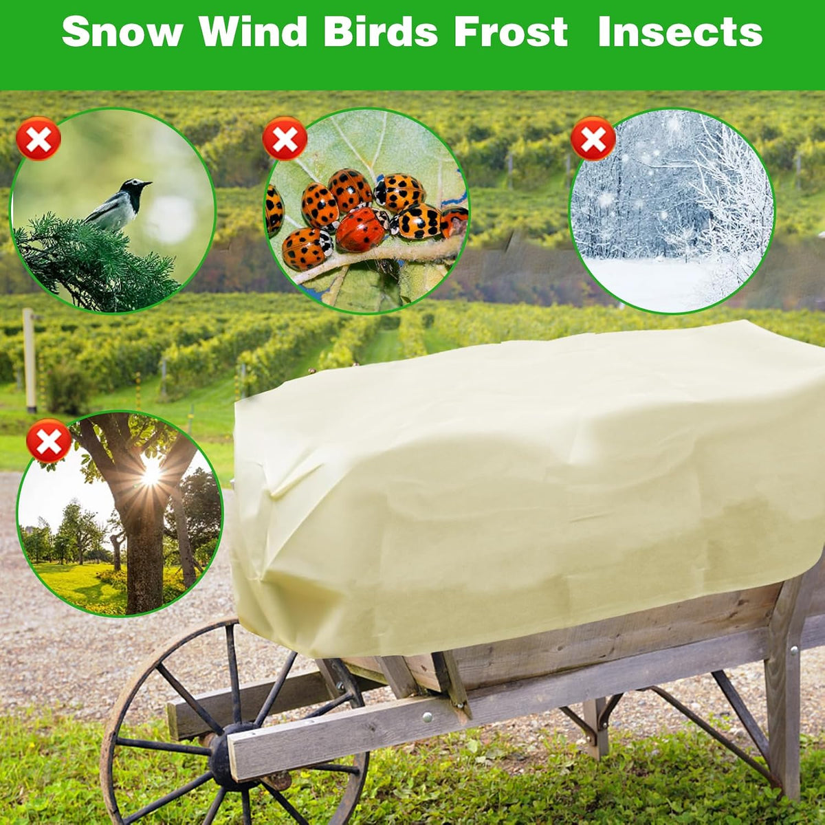 2Pcs Winter Plant Covers Freeze Protection, Rectangular Planter Box Plant Covers for Winter, Frost Blankets for Outdoor Plants with Drawstring, Garden Plant Frost Protection Covers (39×16×18 Inch)