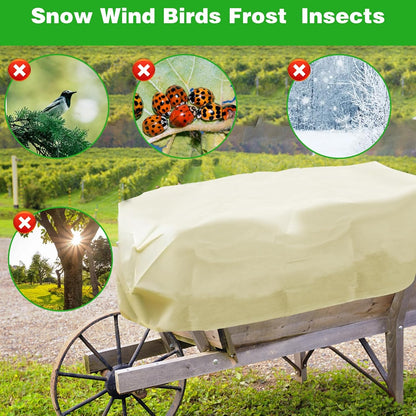 2Pcs Winter Plant Covers Freeze Protection, Rectangular Planter Box Plant Covers for Winter, Frost Blankets for Outdoor Plants with Drawstring, Garden Plant Frost Protection Covers (39×16×18 Inch)