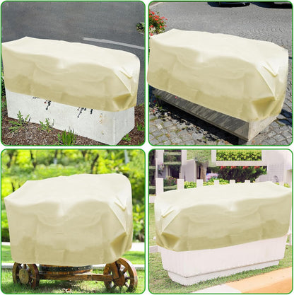 2Pcs Winter Plant Covers Freeze Protection, Rectangular Planter Box Plant Covers for Winter, Frost Blankets for Outdoor Plants with Drawstring, Garden Plant Frost Protection Covers (39×16×18 Inch)