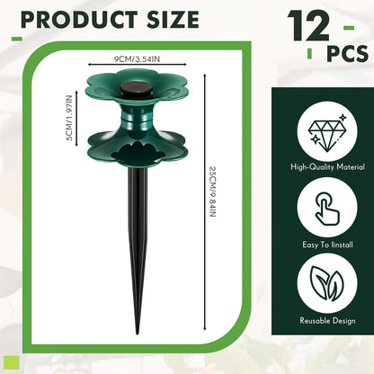 12 Packs 9.84 Inch Garden Hose Guide Stakes, Flower Shaped Plastic Spike Stand Holder with Stake, Heavy Duty Spin Top, Keeps Garden Hose out of Flower Beds, for Plant Protection (Green)