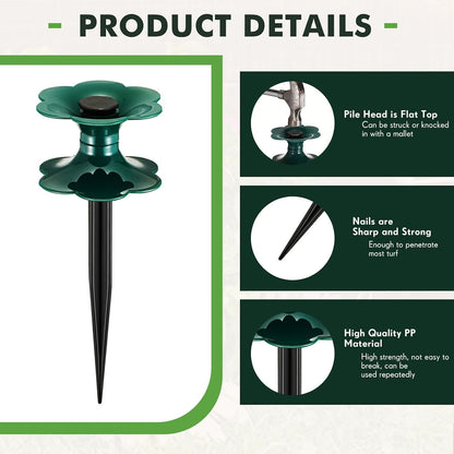 12 Packs 9.84 Inch Garden Hose Guide Stakes, Flower Shaped Plastic Spike Stand Holder with Stake, Heavy Duty Spin Top, Keeps Garden Hose out of Flower Beds, for Plant Protection (Green)