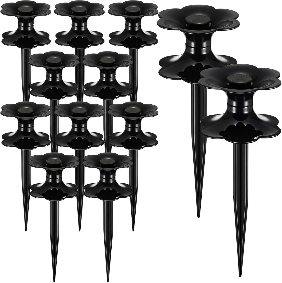 12 Packs 9.84 Inch Garden Hose Guide Stakes, Flower Shaped Plastic Spike Stand Holder with Stake, Heavy Duty Spin Top, Keeps Garden Hose out of Flower Beds, for Plant Protection (Green)